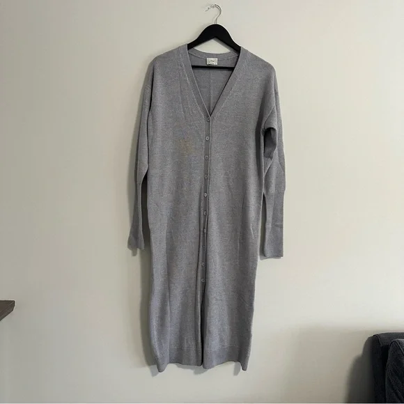 Wilfred Aritzia Merino Wool Grey Utopia Knit Button Front Dress Small - Picture 3 of 11